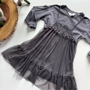 H&M Grey Smocked Tulle Layered Dress | 5T